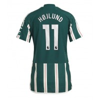 Camiseta Manchester United Rasmus Hojlund #11 Visitante Equipación para mujer 2023-24 manga corta